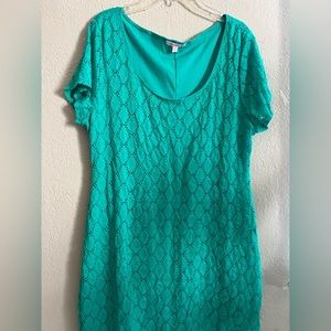 Isaac Mizrahi Green Knit Dress sz X LARGE.